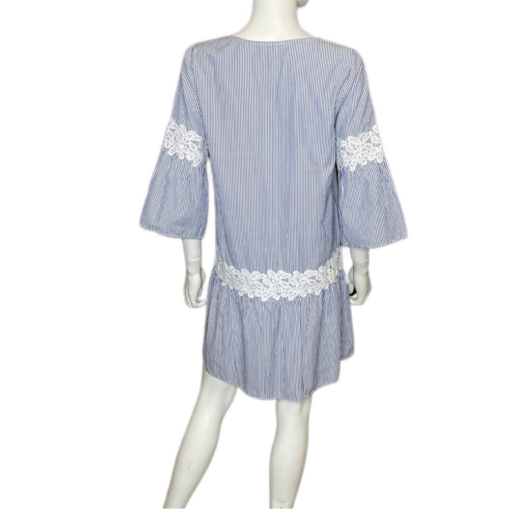 Anthropologie Skies Are Blue Striped Floral Embroidered Dress Women’s Sz S - Picture 3 of 6